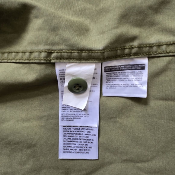 Levi’s 2X Olive Green Military Shirt Jacket Floral Embroidery Utility Shacket - Picture 8 of 11